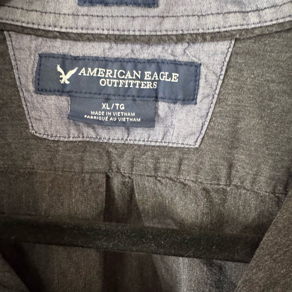 AE Gray Button-Up Shirt - Picture 3 of 4